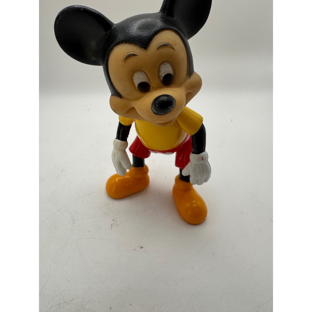 Vintage Mickey Mouse Toy Figure Disney Collectible Yellow Shirt Red Shorts